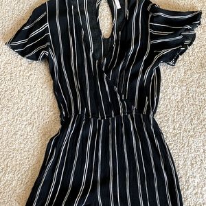 Black and White Striped Romper